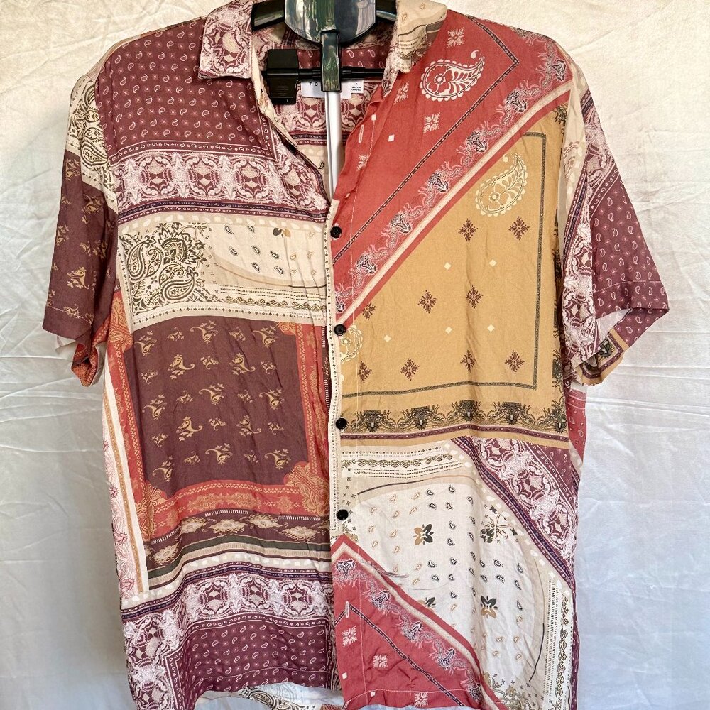 Topman | Patchwork Bandana Print Shirt Multicolor | Size L